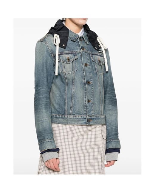 Miu Miu Blue Hooded Denim Jacket