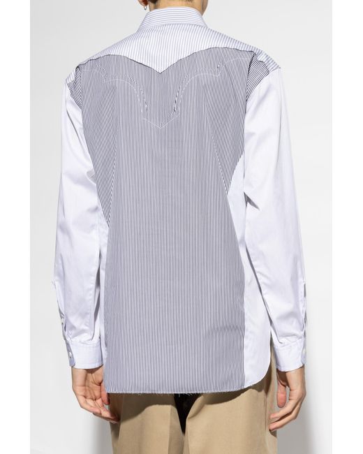 Maison Margiela Blue Panelled Striped Button-Up Shirt for men