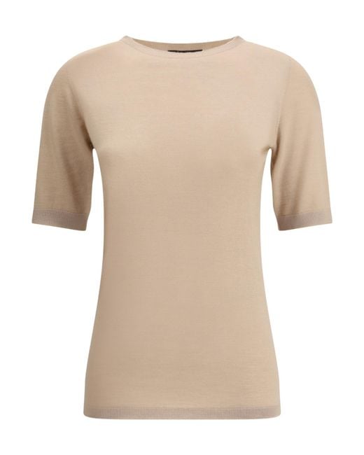 Fabiana Filippi Natural Short-Sleeved Knitted Jumper