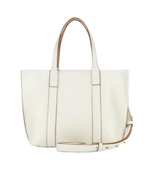 Hogan White Logo Embossed Top Handle Bag