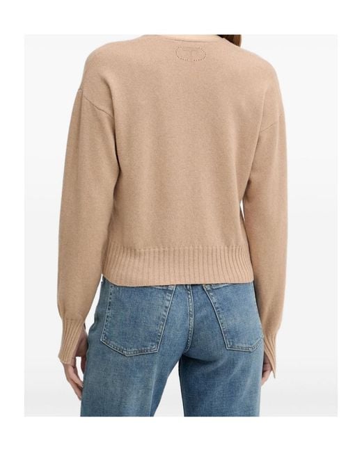 Twinset Blue U-Neck Ribbed Sweater