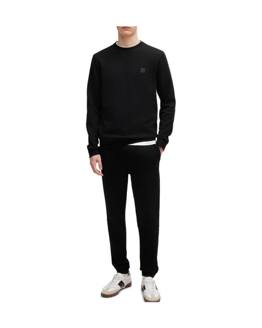 Boss Black Solid Color Cuffed Casual Pants for men