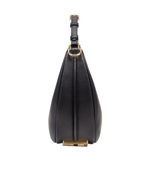Fendi Black Graphy Logo Plaque Small Shoulder Bag