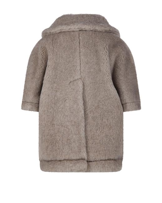 Max Mara Gray Corvino4 Button-Up Short-Sleeved Coat