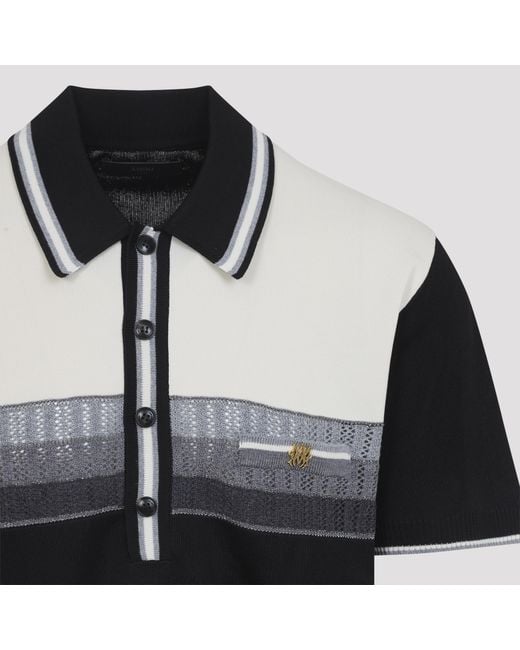 Amiri Black Polo With Lurex Thread for men
