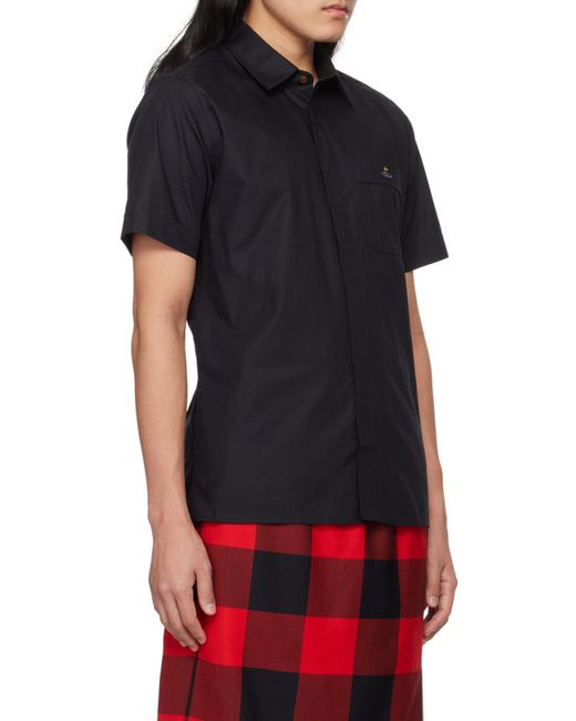 Vivienne Westwood Black Orb Embroidered Short-Sleeved Shirt for men