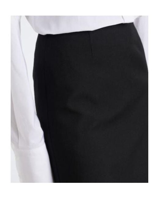 ShuShu/Tong Black Ruffled Wool And Silk Midi Skirt
