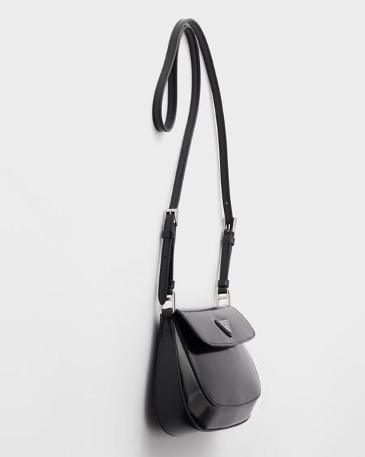Prada Black Cleo Brushed Leather Shoulder Bag