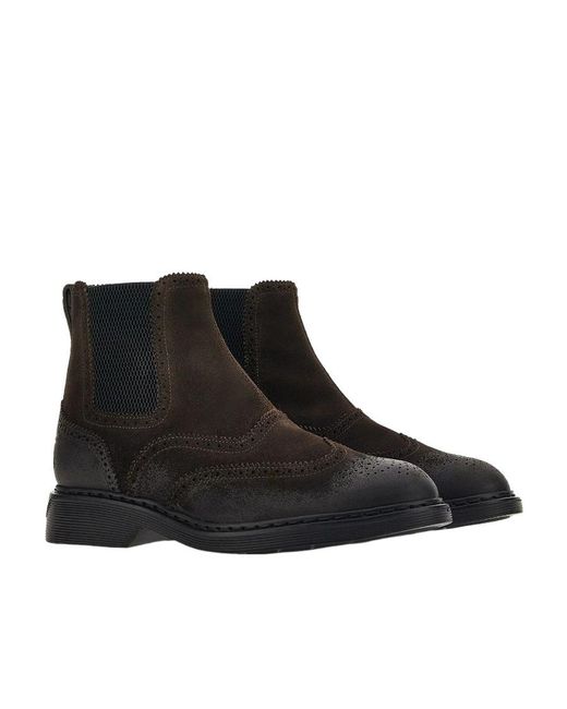 Hogan Black Round-Toe Chelsea Boots for men