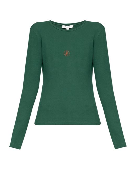 J.W. Anderson Green Logo-Embroidered Ribbed Top