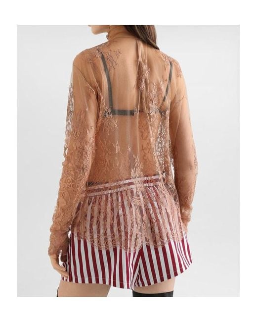 Dolce & Gabbana Pink Chantilly Lace Blouse