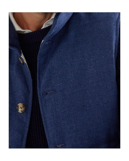 Brunello Cucinelli Blue Padded Denim Gilet for men
