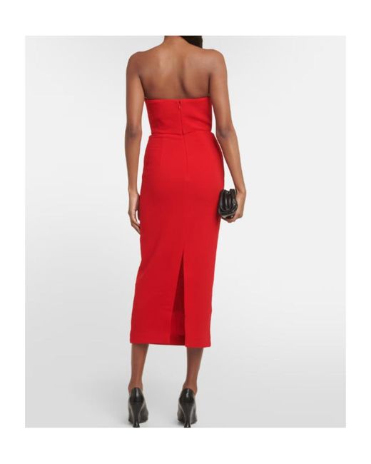 Roland Mouret Red Origami Wool Midi Dress