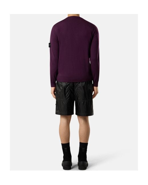 Stone Island Purple Logo Patch Knitted Sweater for men