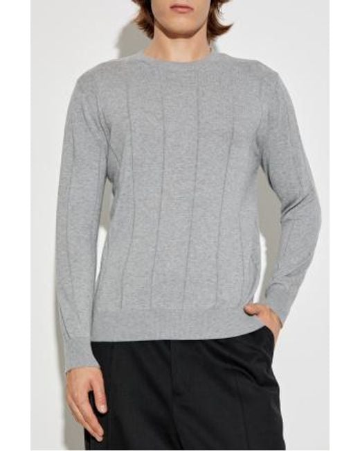 Eleventy Gray Ribbed Crew Neck Sweater for men