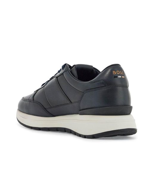 Boss Blue Round-Head Sneakers for men