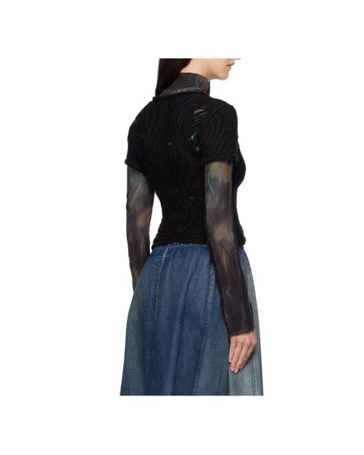 ANDERSSON BELL Black Cap Sleeve Sweater Layered Tee