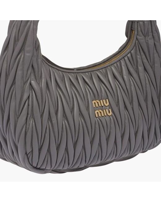 Miu Miu Gray Wander Quilted Shoulder Bag