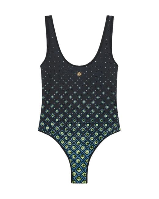 Casablanca Green Monogram-Printed Swimsuit
