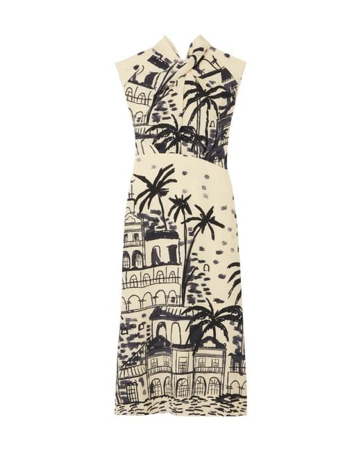 Johanna Ortiz Metallic Printed Silk Midi Dress