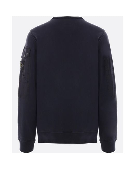 Stone Island Blue Logo Patch Crewneck Sweatshirt for men
