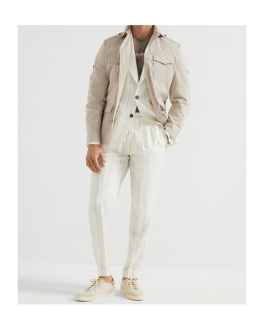 Brunello Cucinelli White Striped Blazer for men