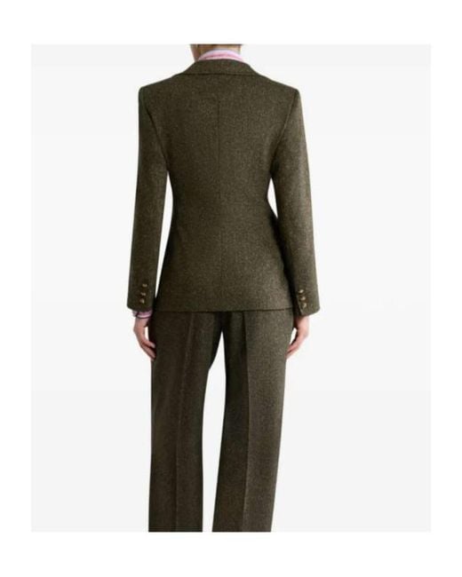 Etro Green Single-Breasted Wool-Blend Jacquard Jacket