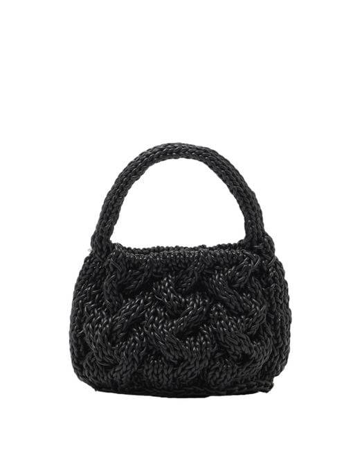 J.W. Anderson Black Jw Anderson Small Cable Knitted Top Handle Bag