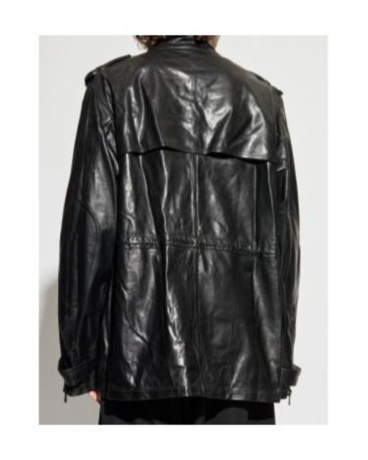 Balmain Black Oversized Leather Jacket for men