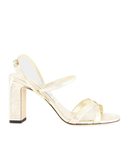 Jimmy Choo Natural Elsy 85 Block Heel Sandals