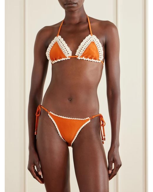 Zimmermann Orange Mahon Crocheted Swimsuit