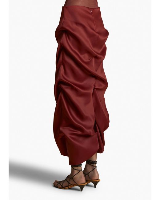 Khaite Red Olula Satin Skirt