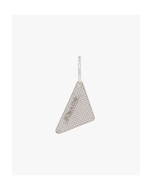 Prada White Crystal Logo Jewels Right Earring