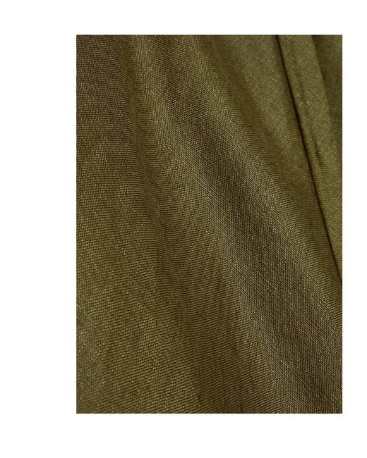 Reformation Green Straight-Leg Linen Trousers