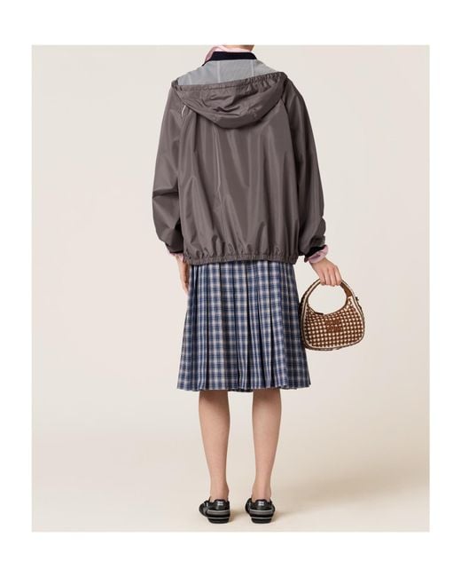 Miu Miu Black Technical Silk Zipper Blouson Jacket
