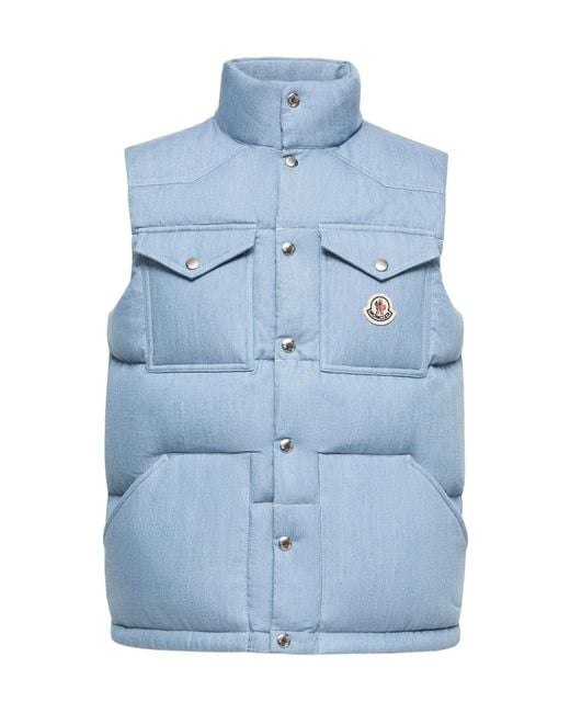 Moncler Blue Ervional Denim Down Vest for men