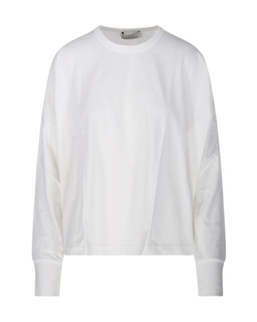 Studio Nicholson White Loop Long Sleeved Crewneck T-Shirt