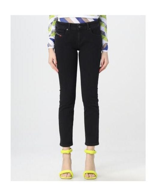 DIESEL Black Logo Detailed Cropped Flared Jeans