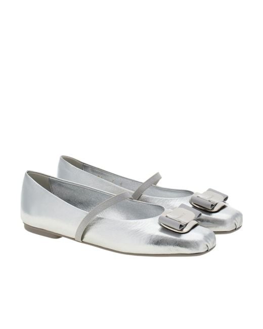 Ferragamo White Ferragamo Slip-On Flat Shoes