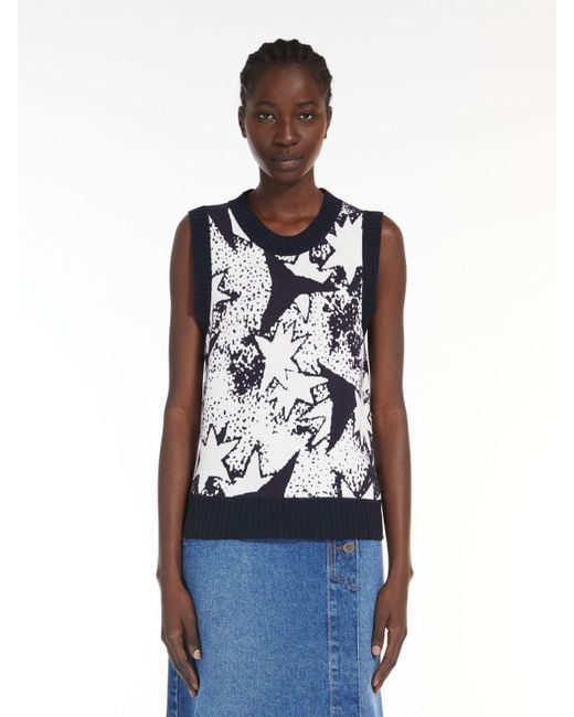 Weekend by Maxmara Black Jacquard Patterned Knitted Vest