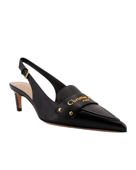 Dior Black Christian Logo Lettering Pointed Toe Pumps