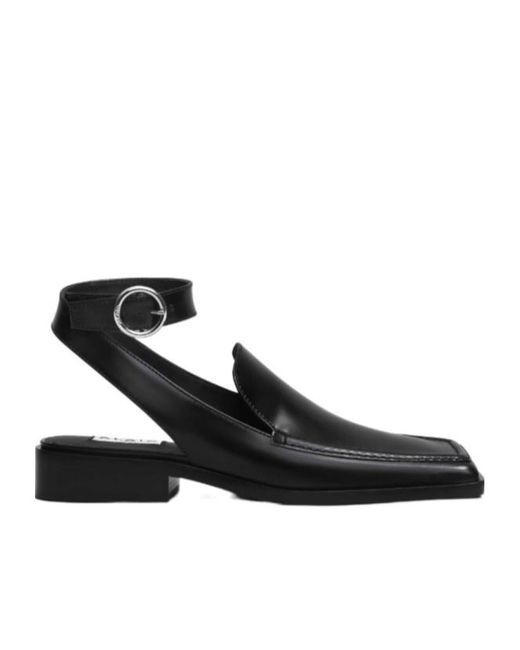Alaïa Black Leather Loafer Sandals