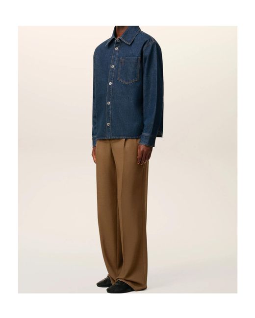 AMI Blue Ami De Coeur Denim Overshirt for men
