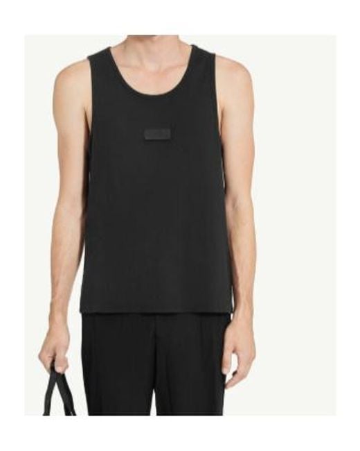 MM6 by Maison Margiela Black Logo-Patch Tank Top for men