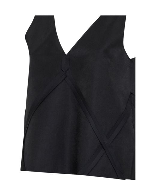 MM6 by Maison Margiela Black V-Neck Tank Top