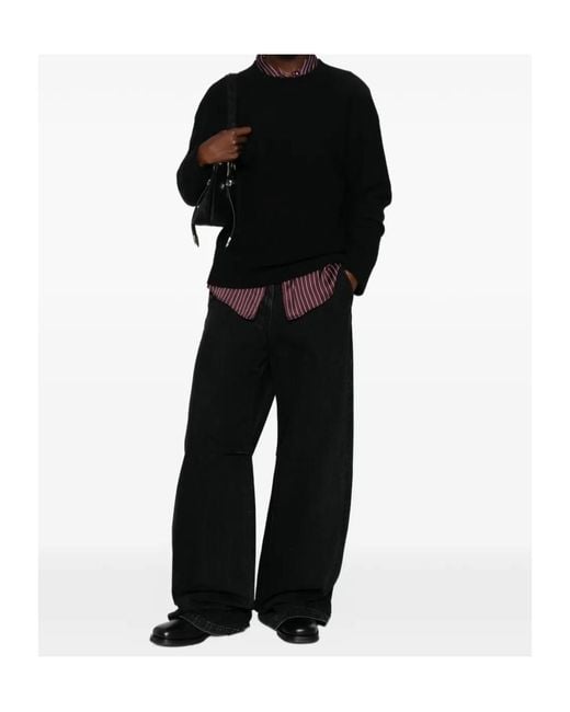 Vince Black Crew Neck Ribbed Sweater