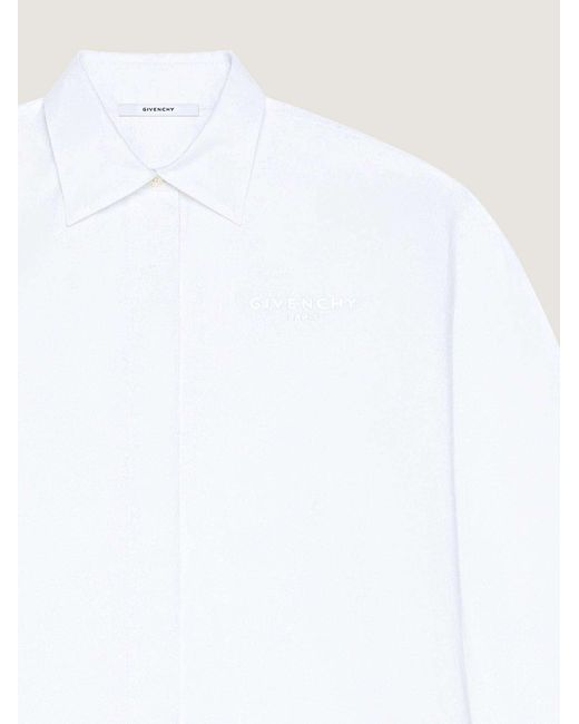 Givenchy White Paris Logo Long-Sleeved Shirt