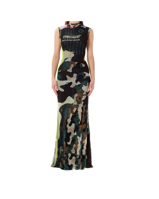 OTTOLINGER Black Printed Mesh Long Dress