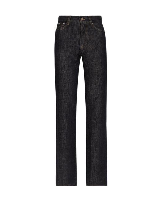 Dolce & Gabbana Black Logo Embroidered Straight-Leg Denim Jeans