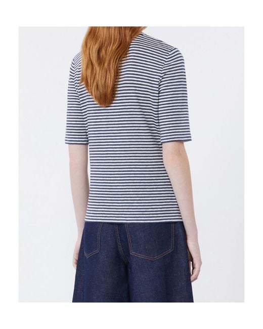 Weekend by Maxmara Blue Opzione V-Neck Striped T-Shirt